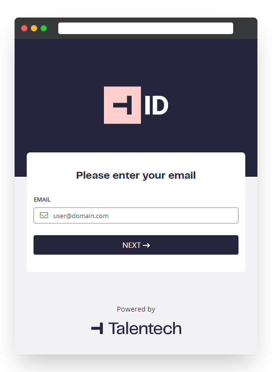 Screenshot of Talentech ID login page